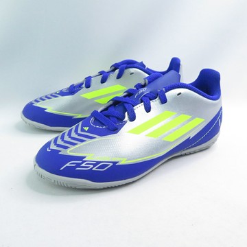 ADIDAS IH0922 中大童 足球鞋 室內 F50 League MG J Messi 銀藍【iSport愛運動】