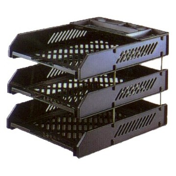 【文具通】DR龍和塑膠組合三層公文架附筆盤DR-423藍 L3010084【領券滿額再折千12/31止】