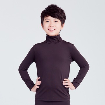 MIT溫灸刷毛高領發熱衣(經典黑 童70-150)