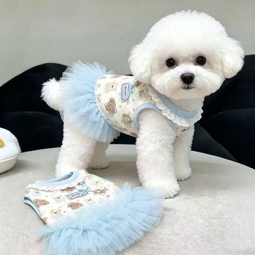✨臺灣出貨✨寵物狗狗衣服可愛卡通印花蓬蓬裙春夏季貓咪芭蕾紗裙公主風連身裙