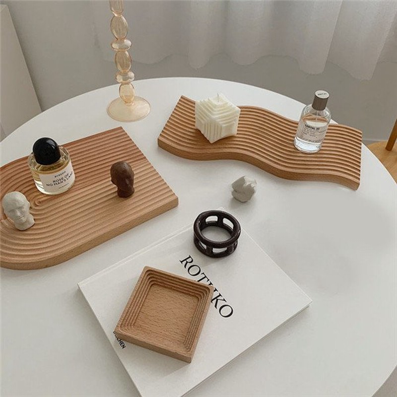 トレイ 木製トレー 水波模様 お盆 木製 トレー 正方形 長方形 楕円形 北欧風 卓上 キッチン ランチ おしゃれ 通販 Lineポイント最大get Lineショッピング