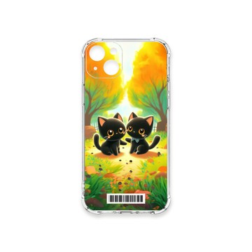 iPhone 15 Plus 殼 TRON IPhone 15 PLUS 櫻花公園黑色貓咪  載具 四角防摔殼 手機殼