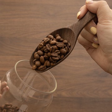 🔥桃園出貨🔥黑胡桃木咖啡豆勺定量計量勺網紅吃播大勺子家用實木茶葉調料鏟子