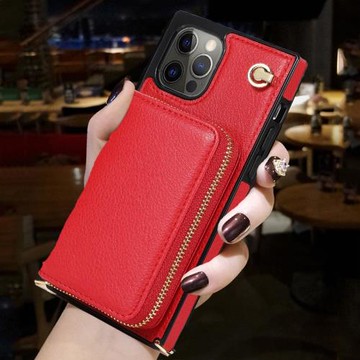 2025新款蘋果15手機殼斜挎iphone16promax皮套13卡包14promax全包ip12防摔xsxmax個性11創意女紅色可背帶掛繩