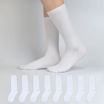 Easy Leg 女性優質基本款素色長襪 8雙組  220-250mm  白色