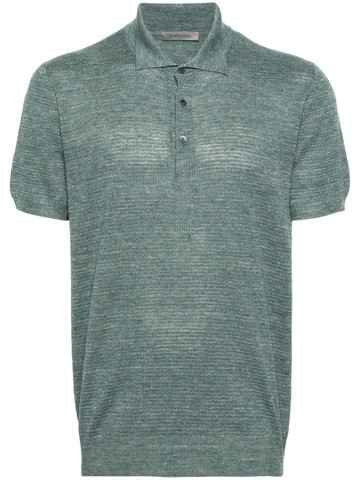 Corneliani - speckle-knit polo shirt - men - Linen/Flax/Silk - 50 - Green