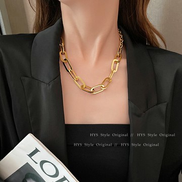 歐美金屬粗鏈子鈦鋼項鏈2021年新款潮毛衣鏈小眾設計感高級配飾品