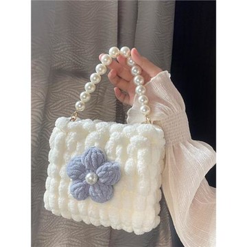 泡芙花朵球球包手工編織包包diy材料包手織自制禮物送女友斜挎包