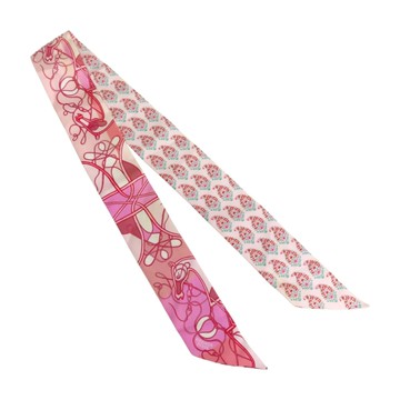 HERMES 愛馬仕 粉色 絲綢 絲巾 Etriers Remix Twilly 【二手名牌BRAND OFF】