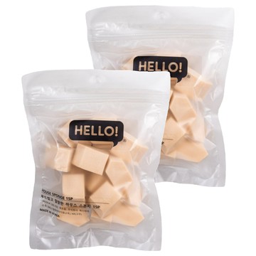 韓國 HELLO 韓國製拋棄式化妝粉撲 15個裝  2個  膚色