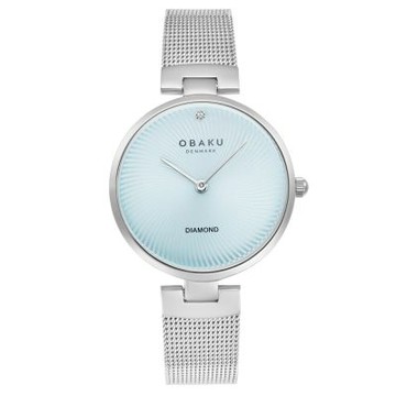 OBAKU 渦旋幾何真鑽時尚腕錶 - 湖水藍(V256LXCMMC) - 33mm