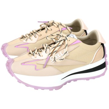 Stella McCartney Reclypse 撞色再生材質拼接毛圈內墊繫帶運動鞋(駝x紫色)