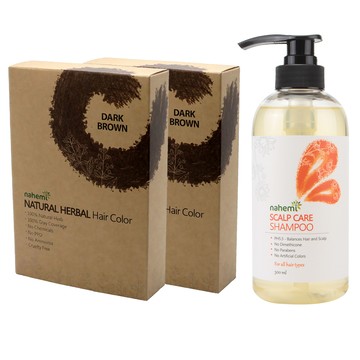 娜禾蜜 草本增色護髮粉｜咖啡黑x2+無矽靈健髮洗髮露x1