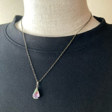 【德國/復古玻璃】虹彩玻璃項鍊（古董色配件）