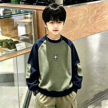 Healthy baby 兒童寬鬆休閒衛衣男童舒適帥氣春秋新款時尚潮流中大童上衣 男童上衣 男童長袖 兒童長袖
