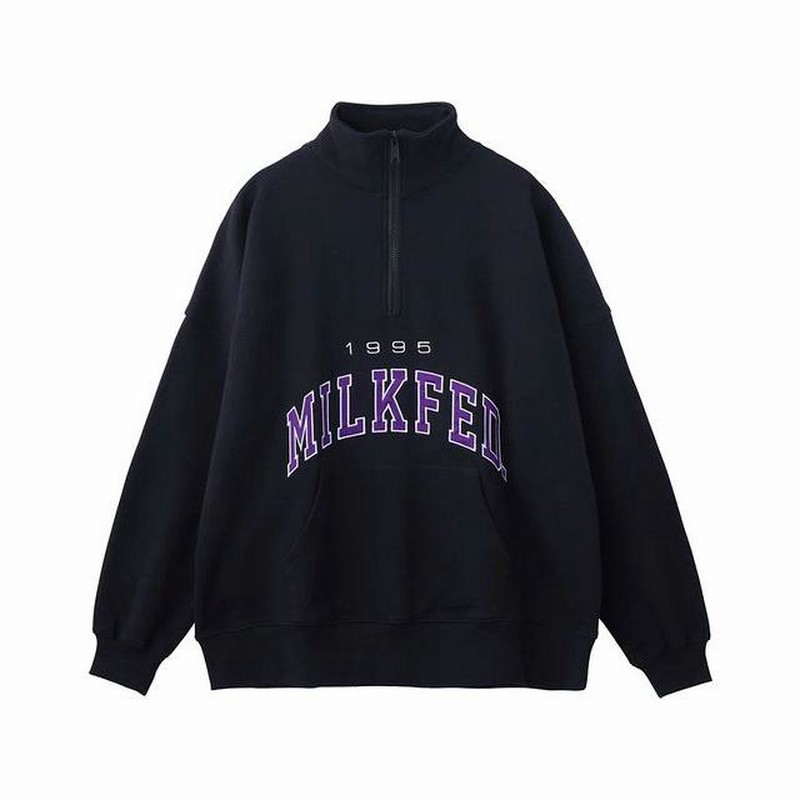 スウェット レディース トレーナー ミルクフェド MILKFED HALF ZIP SWEAT TOP 103213012010 ハーフ ジップ グレー MILKFED. スウェット レディース トレーナー ミルクフェド