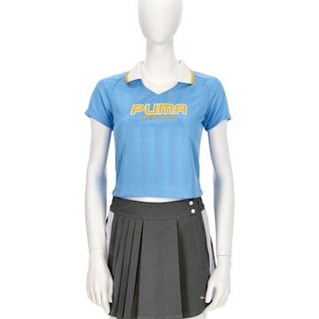 Puma 流行系列BTG 女款 藍色 亞規 短版 運動 休閒 Polo衫 短袖 63172657