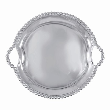 Mariposa String of Pearls Round Handle Tray