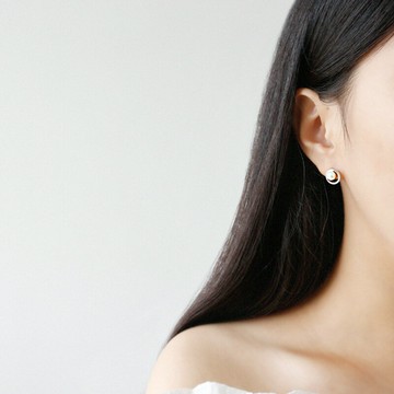 S925純銀簡約幾何圓環淡水珠氣質耳釘韓國天然珍珠耳飾女銀耳環