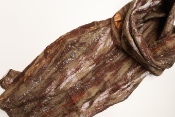 【聖誕禮物】印度真絲底胚細軟美麗諾羊毛氈手工圍巾披肩-樹皮咖