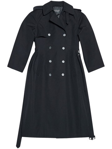 Balenciaga - pussy-bow double-breasted trench coat - women - Cotton/Wool - 36 - Black