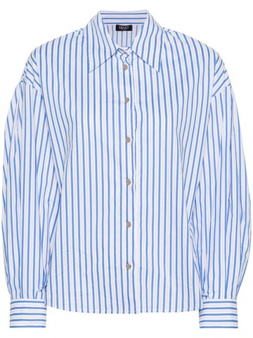 LIU JO - striped cotton shirt - women - Cotton - 46 - Blue