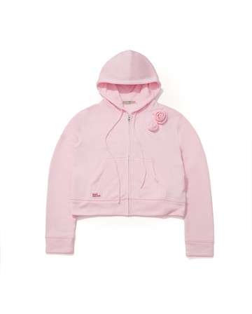 MARDI MERCREDI 拉鍊短版連帽上衣 粉色 玫瑰 CROPPED HOODY ZIP UP ROSE