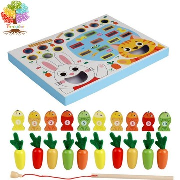 【樹年】兒童木質益智類早教釣魚拔蘿蔔遊戲寶寶認知智力開發玩具積木