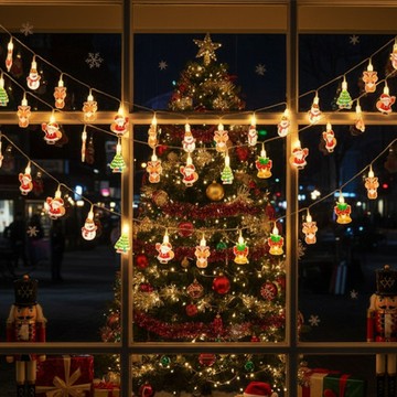 【APEX】聖誕裝飾LED彩繪串燈2.5米_暖白光(聖誕掛飾燈/聖誕掛燈/聖誕串燈/聖誕造形燈/聖誕氣氛燈)電池款