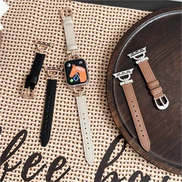 適用apple watch5/6/SE2 7/8/9代 ultra2 s10表帶蘋果手表表帶 iwatch10代真皮時尚運動皮帶荔枝紋45mm46mm49