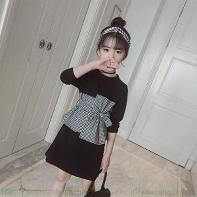 子供服 ワンピース キッズ 女の子 秋着 長袖 ワンピース 膝丈 子供ドレス Dress 韓国子供服 ジュニア ベルト付き カジュアル おしゃれ 通販 Lineポイント最大get Lineショッピング