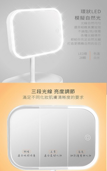 強強滾優選~【KINYO】USB/電池雙供電LED觸控調光化妝鏡(BM-077)
