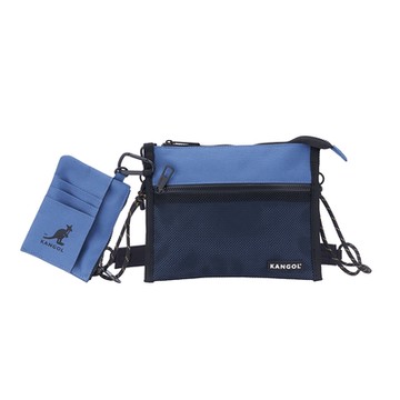 KANGOL 網袋側背包 中藍-6325170882