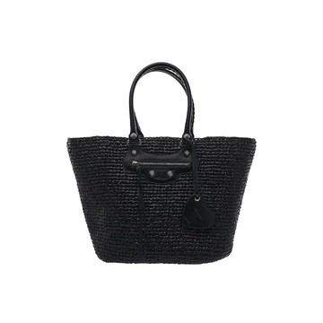 BALENCIAGA LE CAGOLE 拉菲草編織托特包 / 7861892AA191000