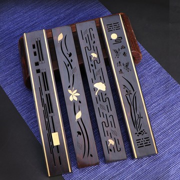 思友 黑檀木鏤空臥香盒室內檀香爐木質茶道香盒焚香插熏香檀香爐