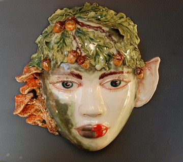 木精靈肖像室內面具牆藝術面部雕塑仙女森林橡子橡子