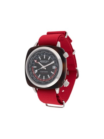 Briston Watches - Clubmaster Traveller GMT 42mm - men - Acetate/stainless steel/glass/Nylon - One Size - Black
