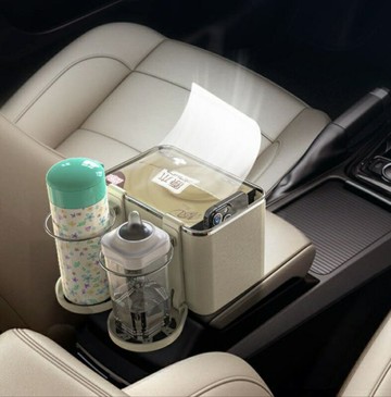 車載紙巾盒汽車內杯架多功能抽紙盒車用創意扶手箱高檔收納盒