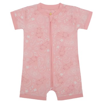 baa baa sheepz 抱抱羊 兒童款 短袖雙拉鏈連身衣 95%天然竹纖維  12~18個月  宇宙粉色