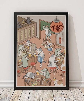 海報炸貓和青蛙