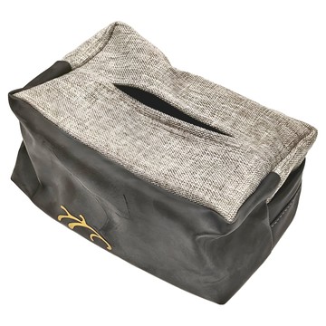 車用熙頂面紙盒 皮革  灰白色小鹿  1個