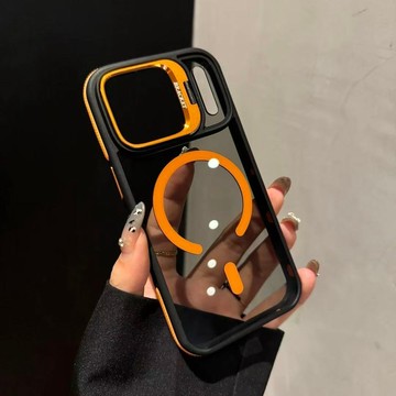 高品質 雙色盾甲磁吸 鏡頭隱形支架 防摔殼 用於iPhone17 i16 手機殼 i15 i13 i14 i12 i11