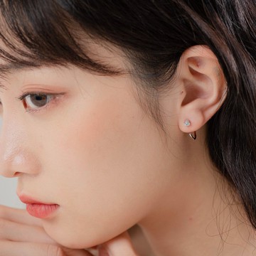 藍托帕石925純銀爪鑲設計耳勾耳環