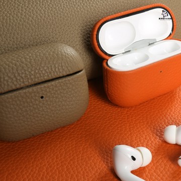 附掛鉤皮耳機套 適用於 AirPods Pro2 掛繩耳機保護套 AirPods 4 3 2 4代荔枝紋 蘋果藍牙耳機套