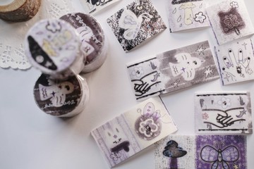 黑夜世界 かわいいそばに 手帳飾り 和紙膠帶