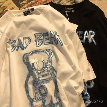 【潮流男裝】100%純棉美式復古T恤短袖男女潮流百搭學生情侶裝夏季情侶款韓版