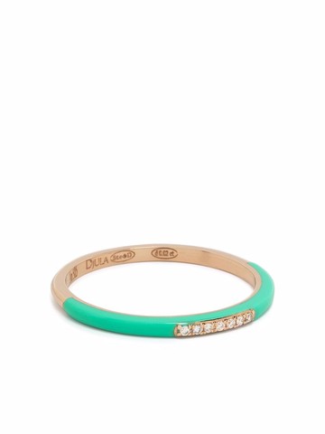 Djula - 14kt rose gold Marbella diamond enamel band - women - Diamond/Enamel/14kt Rose Gold - 56 - Pink