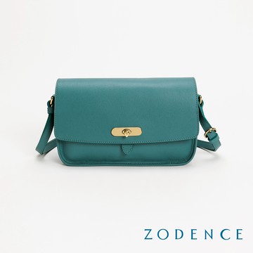 ZODENCE RENEE進口真皮水滴釦長型斜背包 湖綠