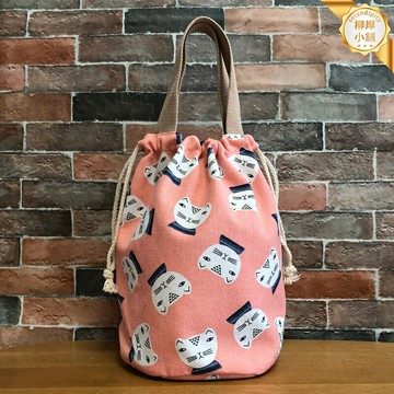 【日式保溫】便當包 手提袋 保溫袋 飯盒袋 手提包 學生便當包 抽繩圓形設計 多層分隔 燜燒壺水杯袋 上班上學通用