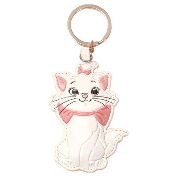 Disney 迪士尼 Q萌鼓鼓皮革鑰匙圈 CA917-8  瑪麗貓 白色  1個